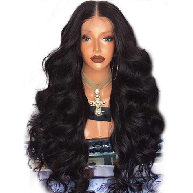 Wholesale African Hair Accessories Mid Split Large Wavy Curly Wig Black Long Hair European and American Women Body Wave Wig