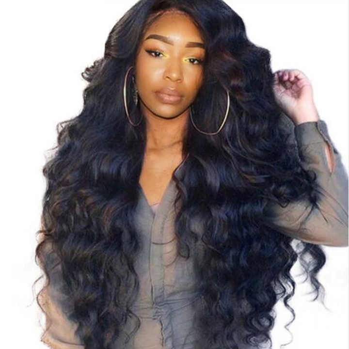 Wholesale African Hair Accessories Mid Split Large Wavy Curly Wig Black Long Hair European and American Women Body Wave Wig