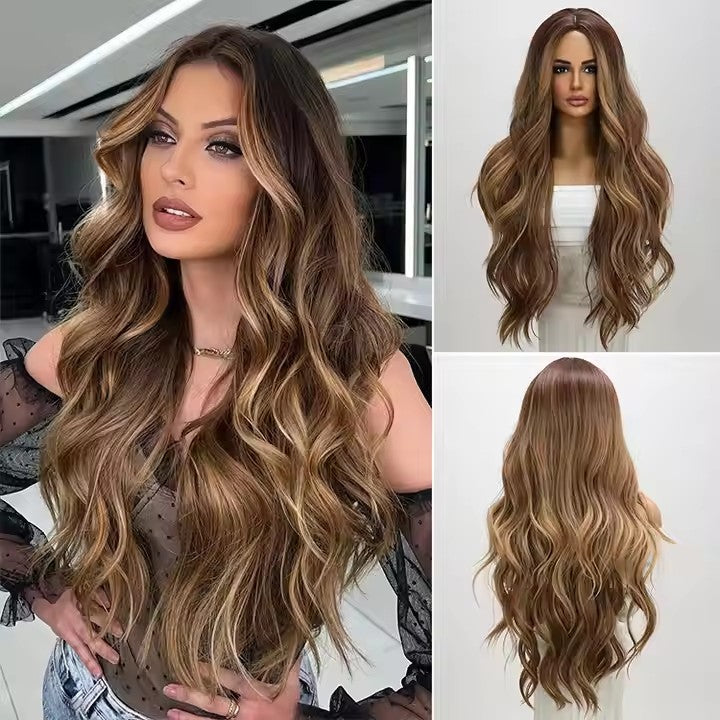 Brown Wavy Long Wig with Natural Big Curls