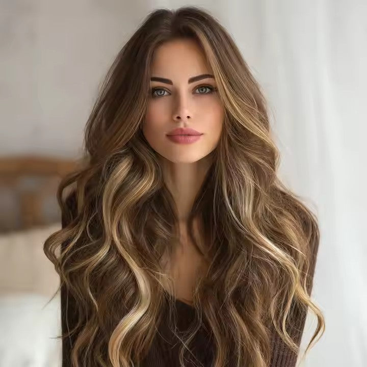 Brown Wavy Long Wig with Natural Big Curls