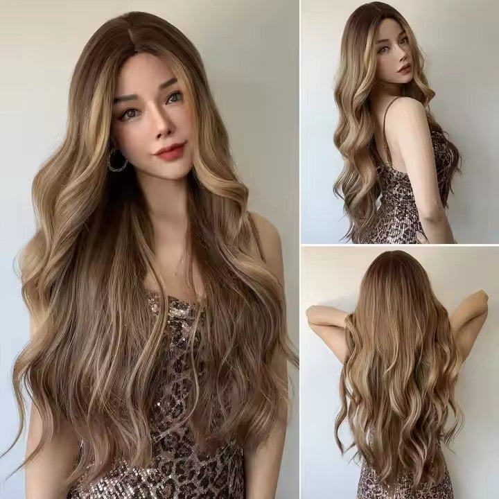 Brown Wavy Long Wig with Natural Big Curls